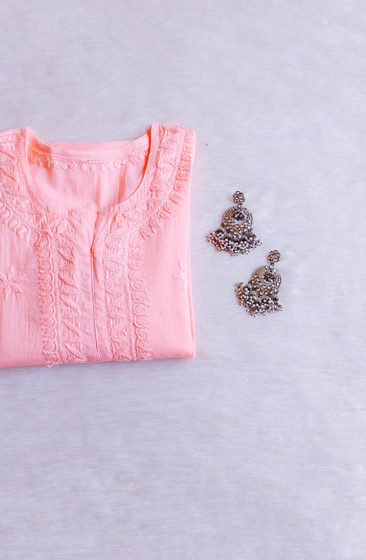 Heer Pastel Peach Pure Cotton Kurta