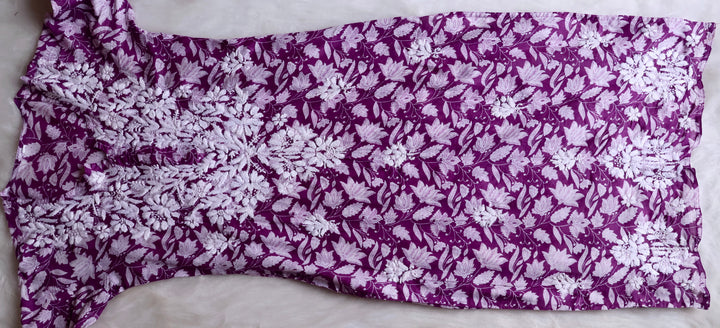 Haala Deep Purple Mulmul Long Kurta