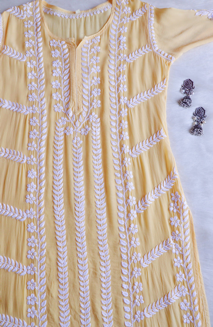 Hanaa Yellow Crepe Silk Kurta