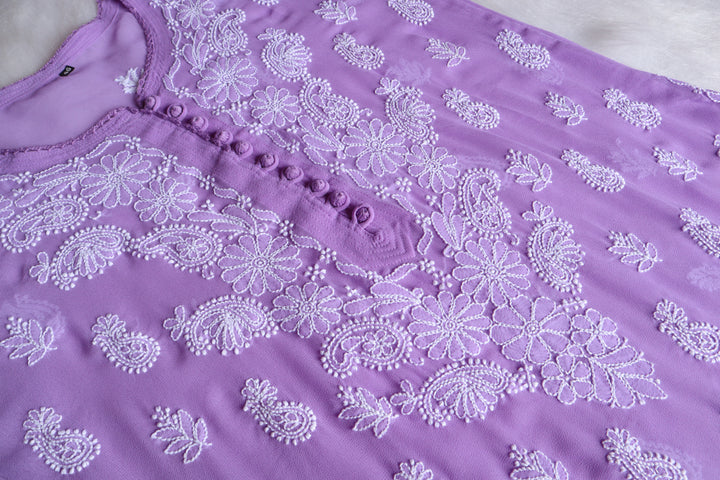 Meera Lavender & White Georgette kurta