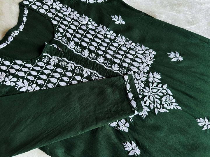 Rumaana Deep Green Cotton Kurta