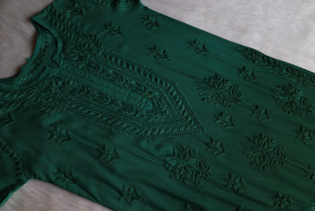Nagma Deep Green 2 piece Rayon set
