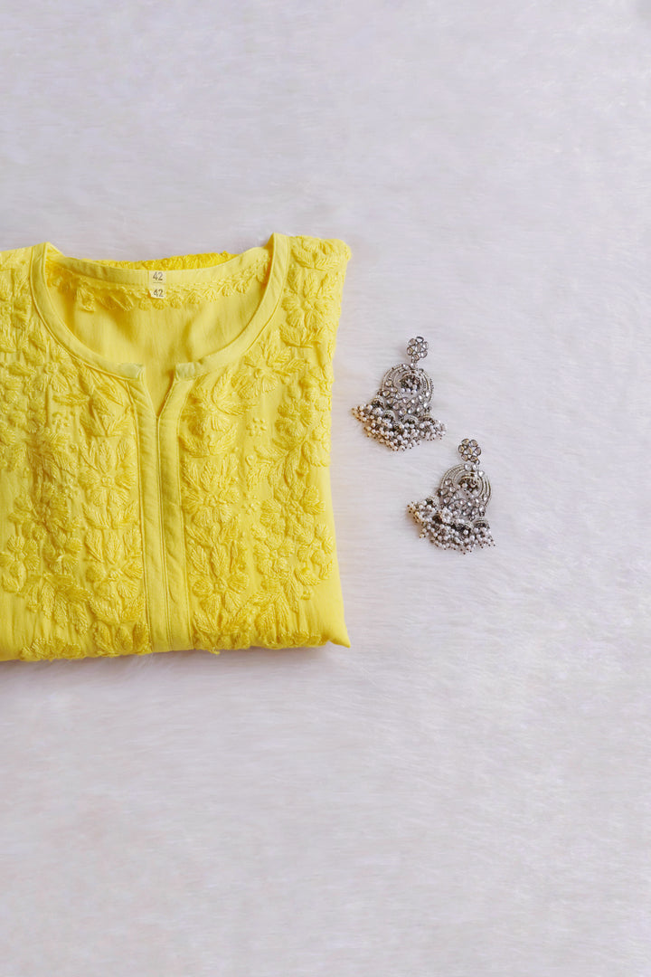 Sarah Lemon Yellow Long Ombre Rayon Kurta