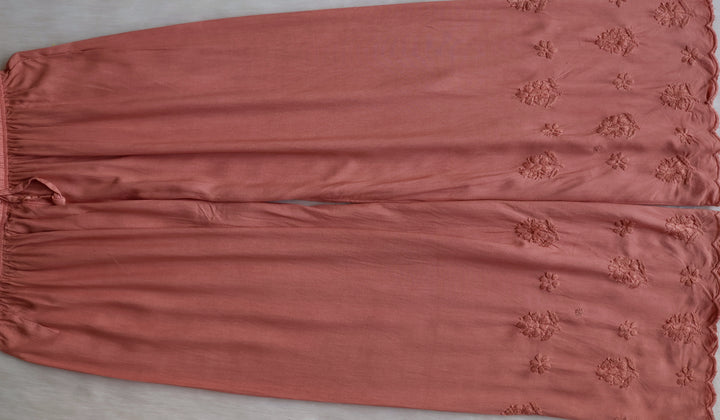 Alishba Rose Brown Scalloped Rayon set