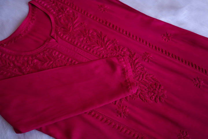 Zainab Deep Pink Ombre Long Rayon Kurta