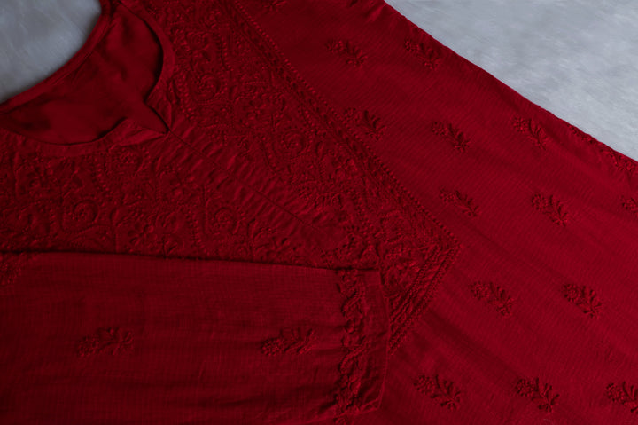 Renisa Maroon Soft Kota Kurta