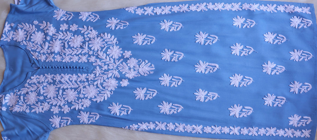 Mysa Ice Blue Rayon Kurta Pant set