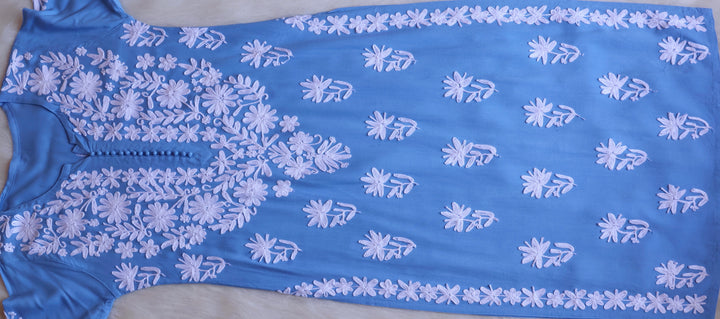 Mysa Ice Blue Rayon Kurta Pant set