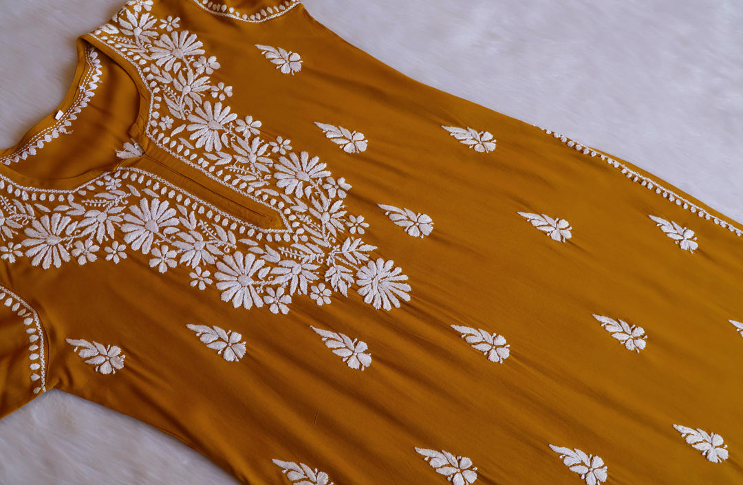 Duaa Mustard Long Rayon kurta