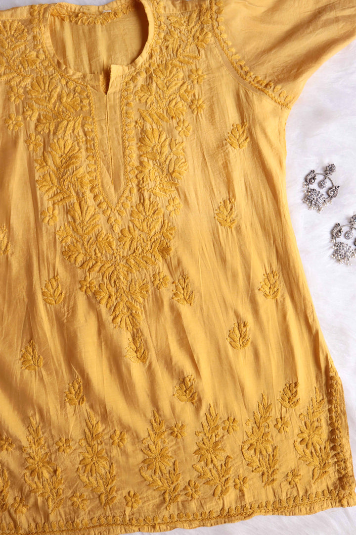 Layla Mustard Yellow Short Chanderi Kurta