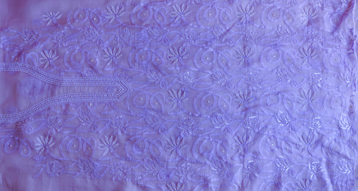 Lavender Pure Organza Silk Unstitched Kurta with dupatta