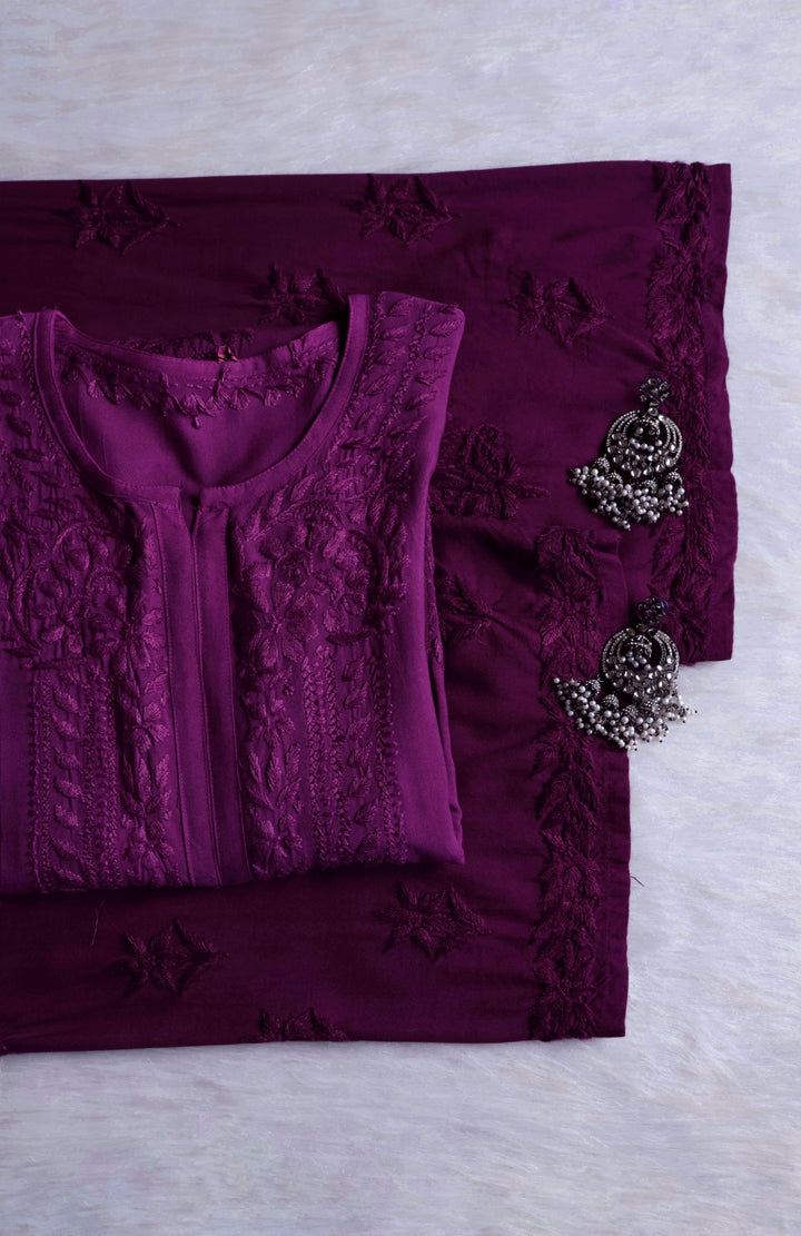 Nagma Deep Purple 2 piece Rayon set