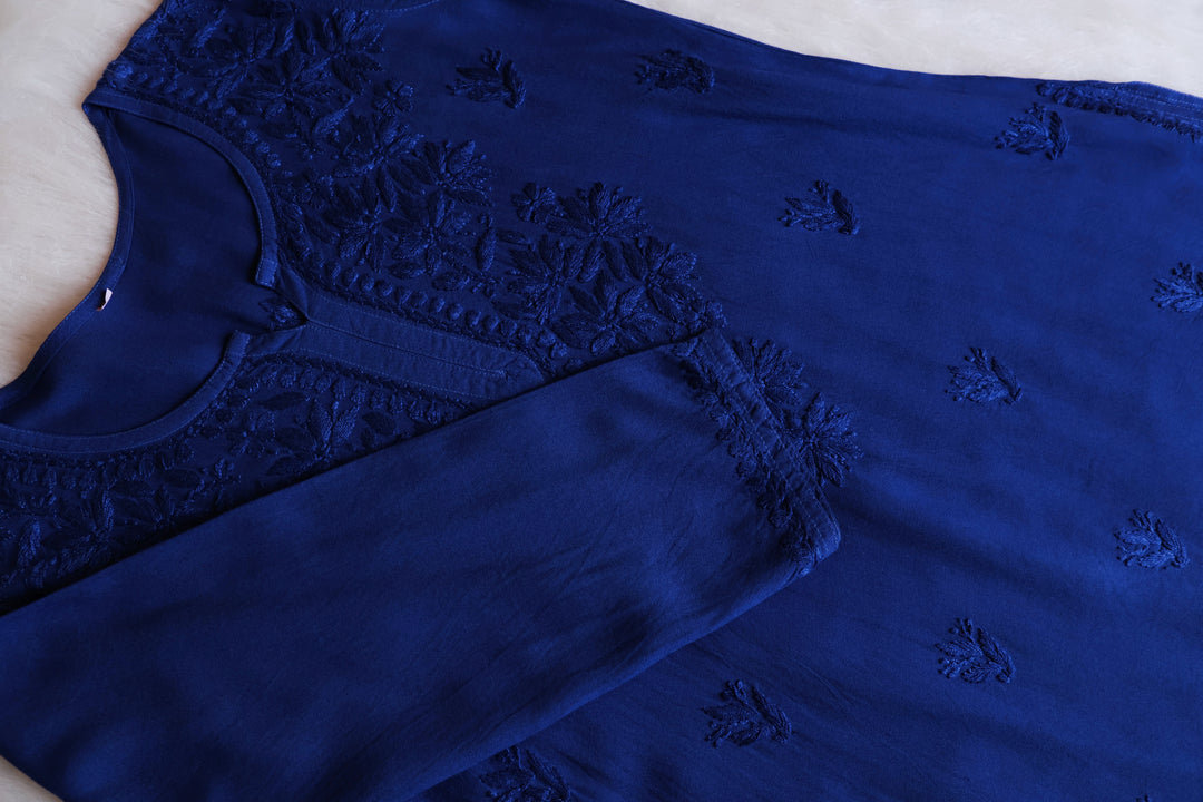 Nora Royal Blue Short Rayon Kurta