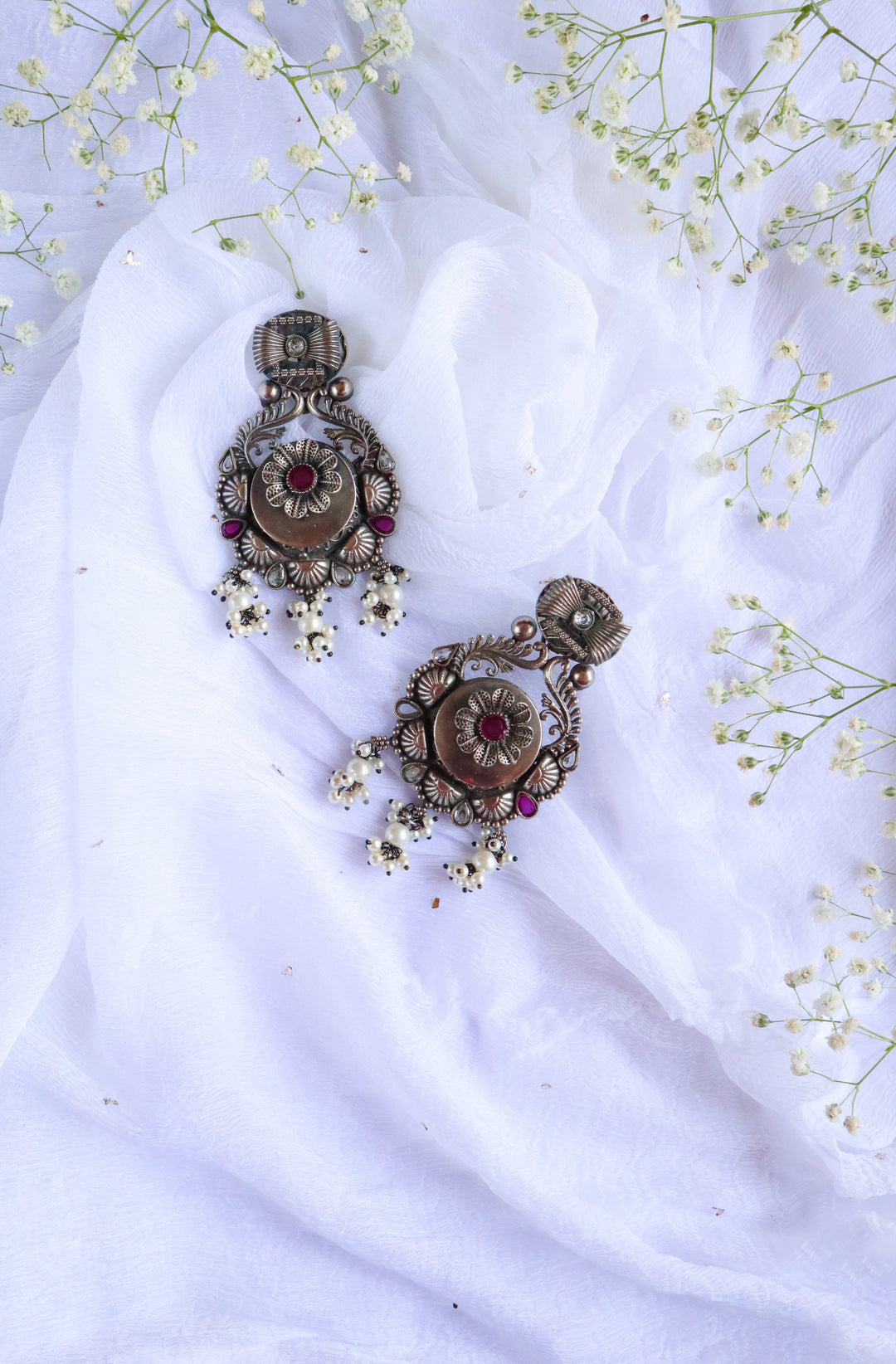 Princess Maroon look-alike oxidised earrings