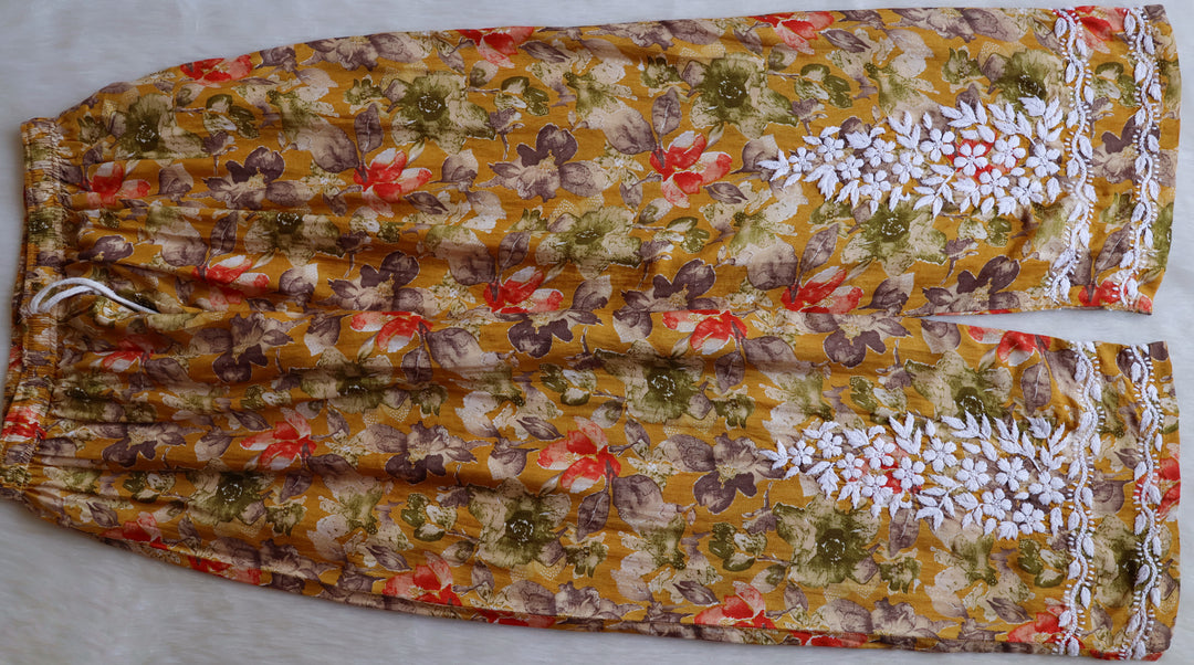 Duaa Mustard Pure Muslin Floral Sleeveless Set