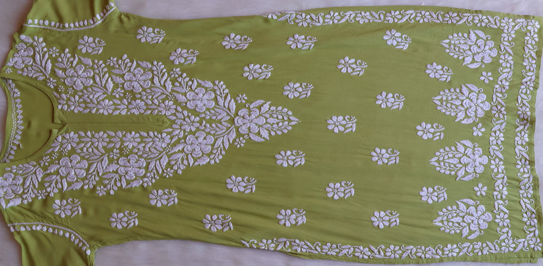 Benafsha Lime Green Rayon Kurta Pant set