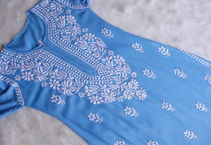 Zainab Ice Blue Rayon Kurta Pant set