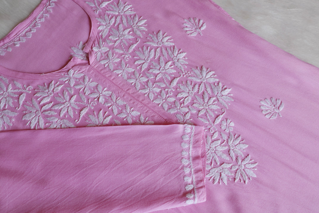 Haala Baby Pink Long Rayon Kurta