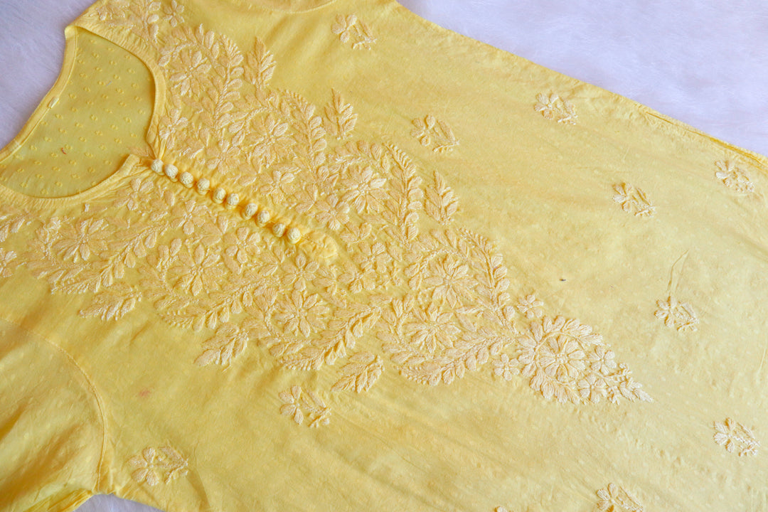 Nazakat Lemon Yellow Cotton Kurta