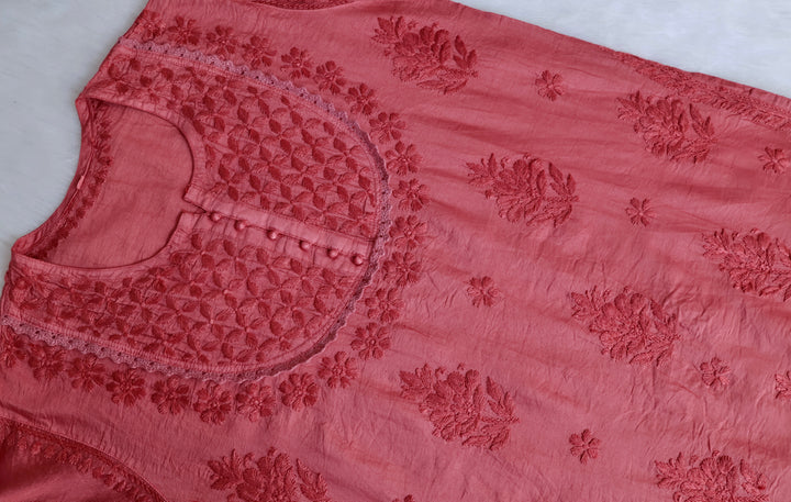 Jannat Rose Brown Short Chanderi Kurta