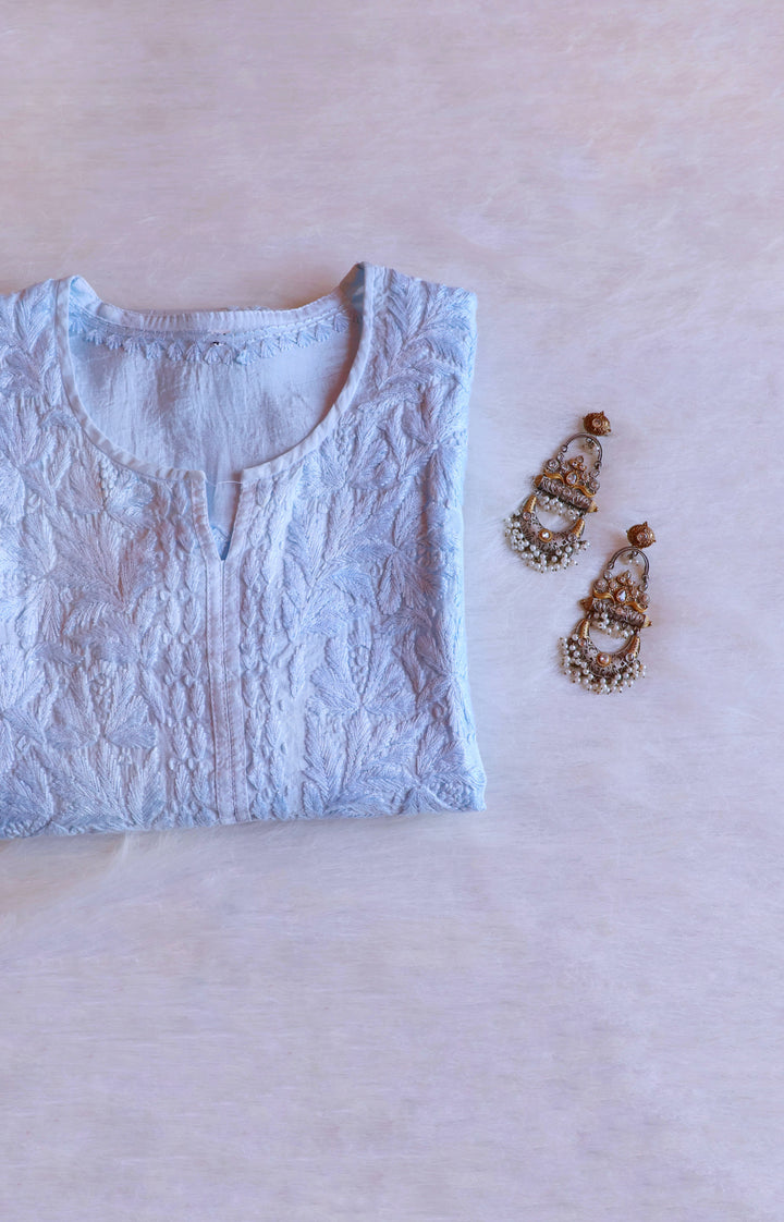 Alanah Ice Blue Chanderi Kurta
