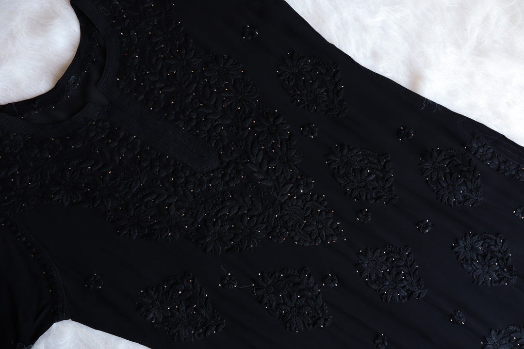 Hoor Black Viscose Georgette Kurta