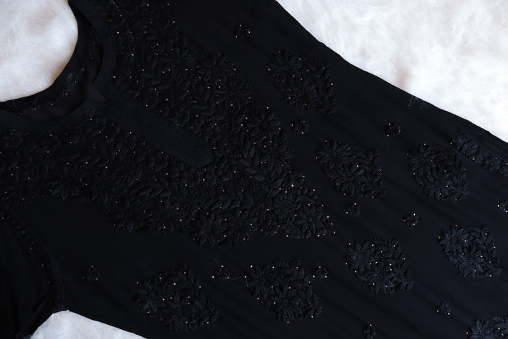 Hoor Black Viscose Georgette Kurta