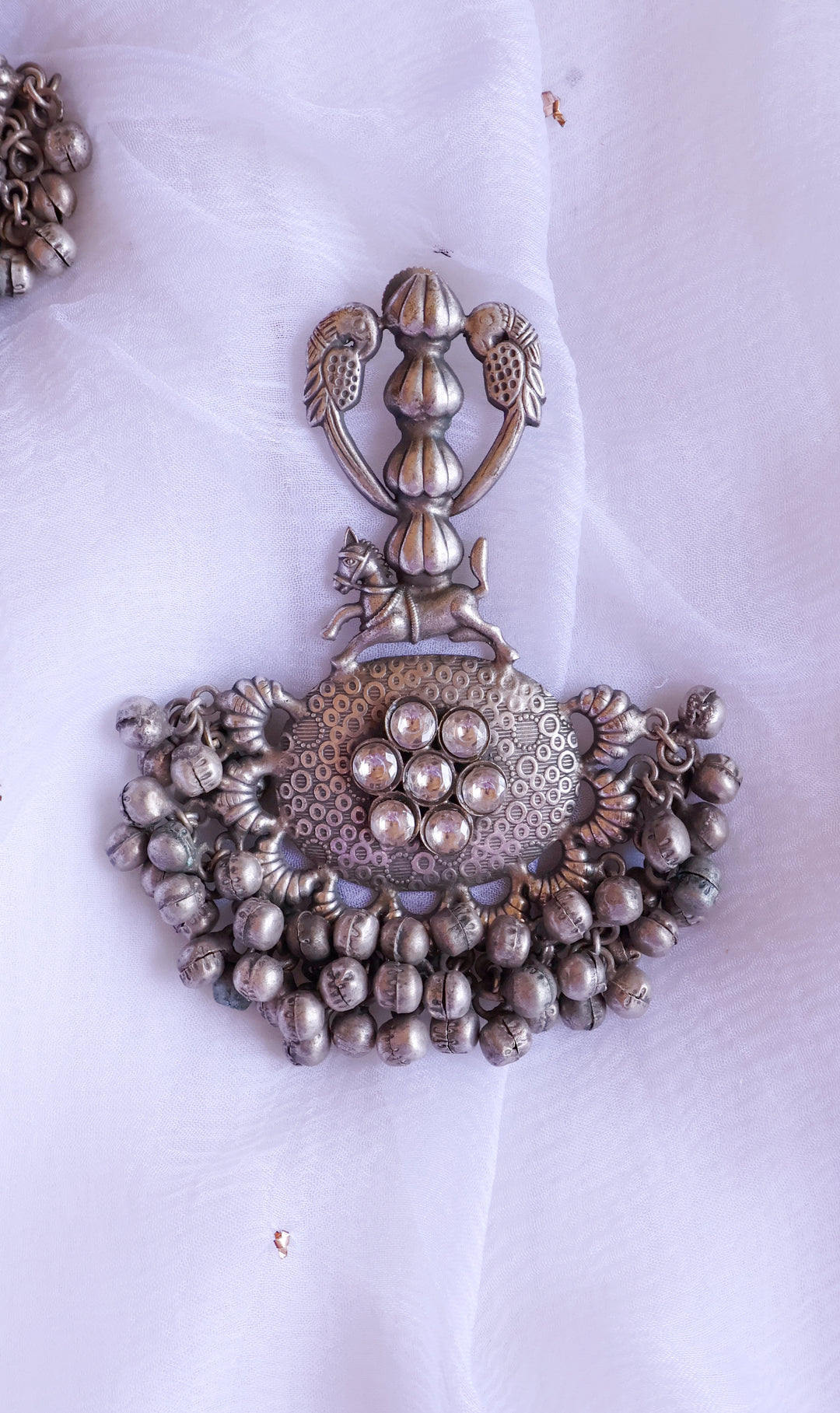 Chunky Oxidised Silver chandelier earrings