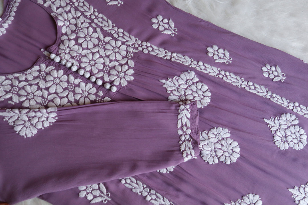 Sahiba Dusty Purple Nyra Cut Modal Kurta