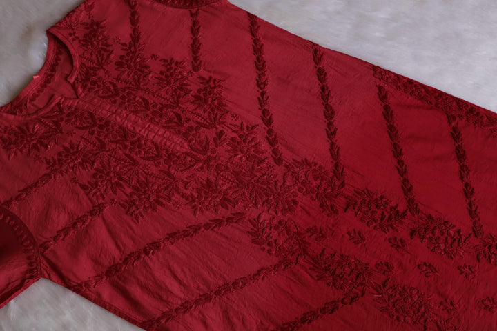 Jannat Maroon Pure Chanderi set