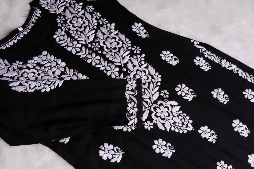 Benafsha Black Rayon Kurta Pant set