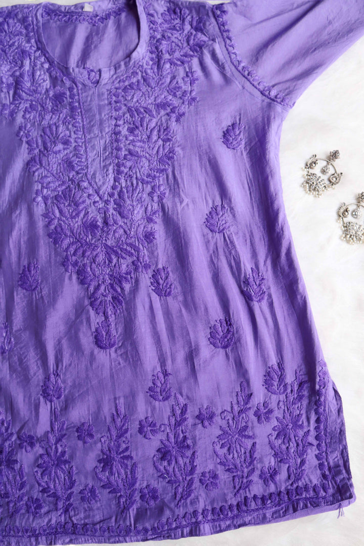 Layla Lavender Short Chanderi Kurta