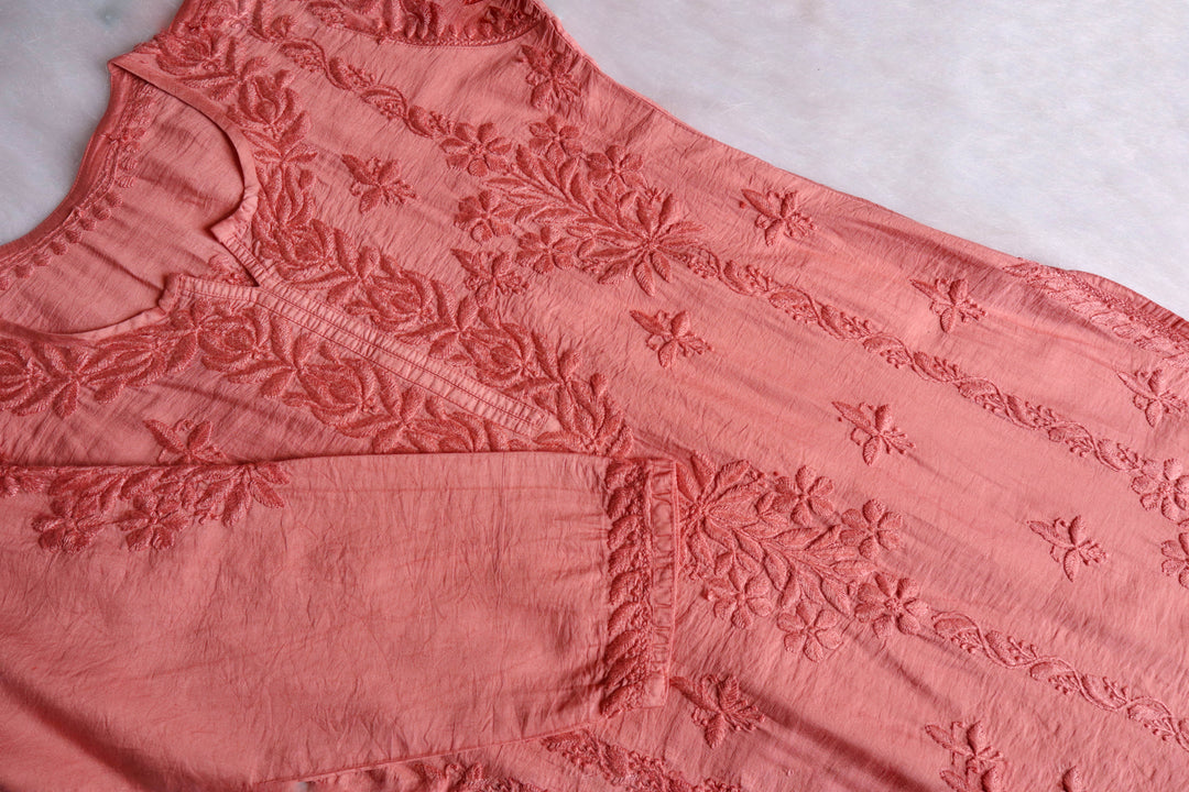 Alanah Rose Brown Pure Chanderi set