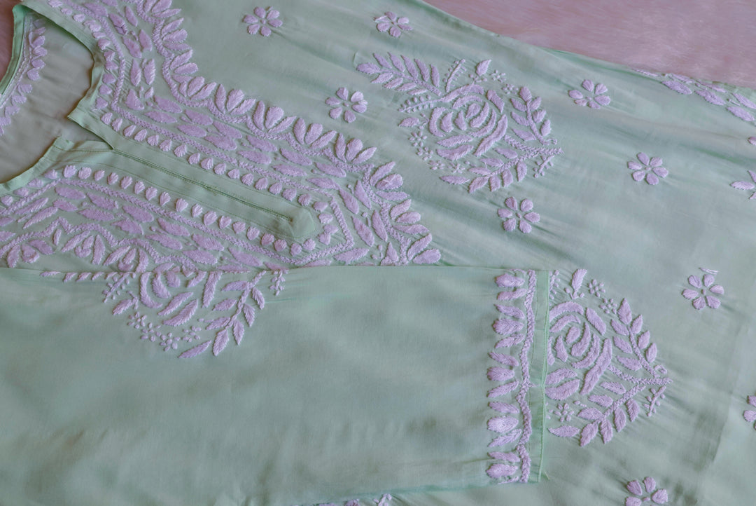 Anaisha Pastel Green Silk Crepe Kurta set