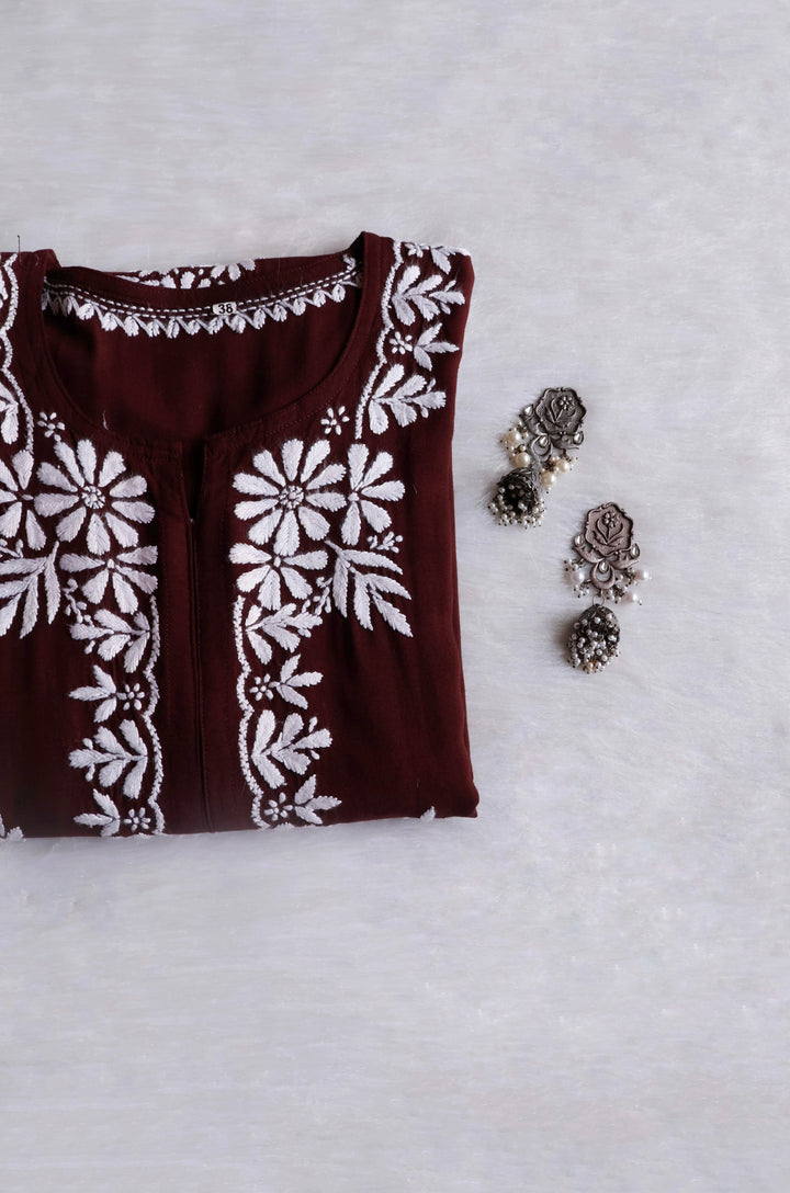 Zainab Chocolate Brown Long Rayon kurta