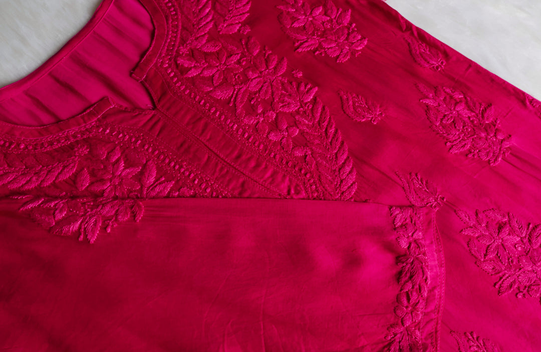 Mehr Deep Pink Modal Silk short top