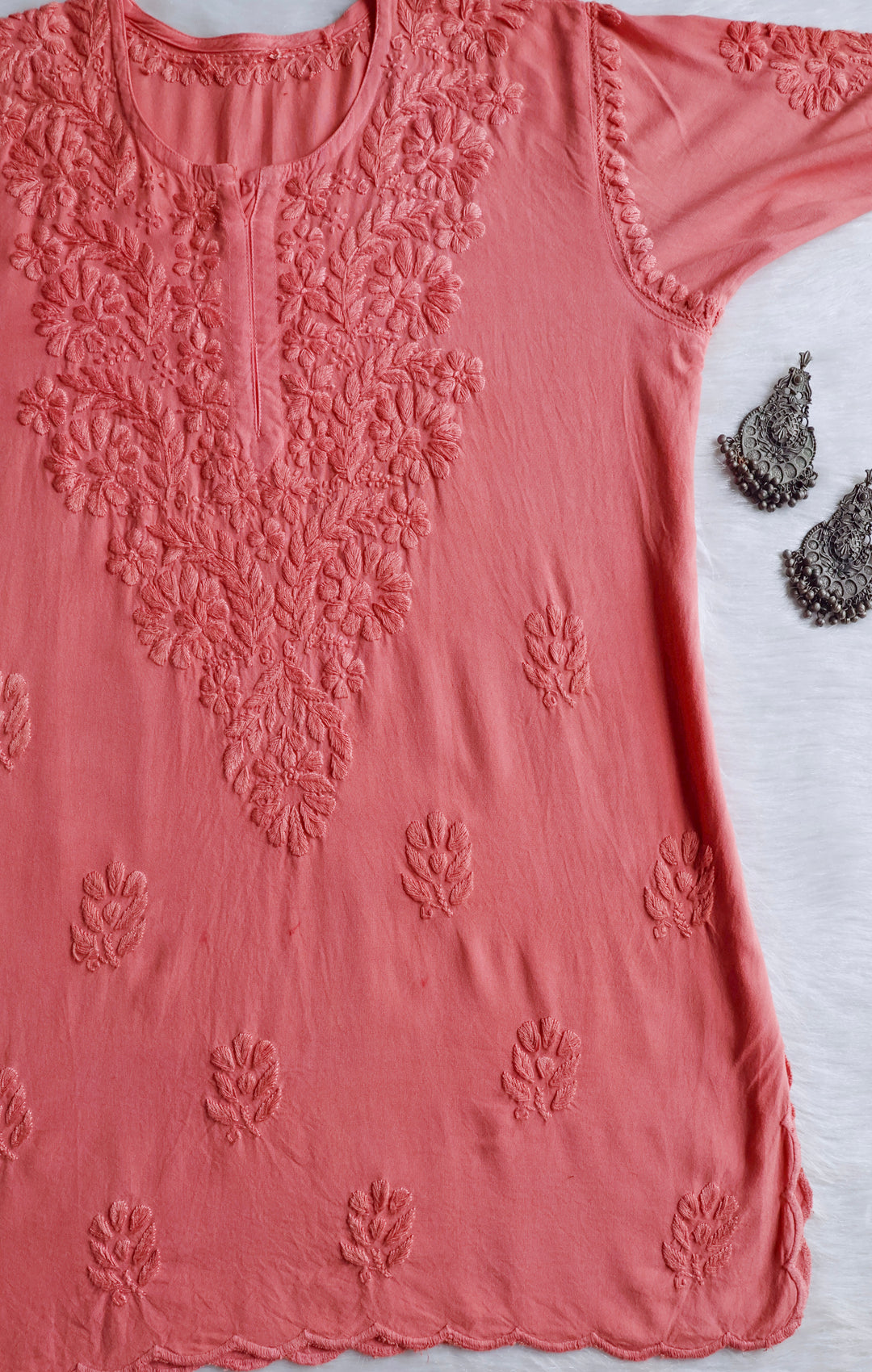 Gul Rose Brown Scalloped Short Kurta