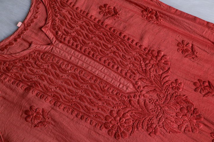 Dilnoor Rose Brown Chanderi Ombre Kurta