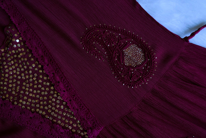 Anabiya Deep Purple Pure Chiffon Dress