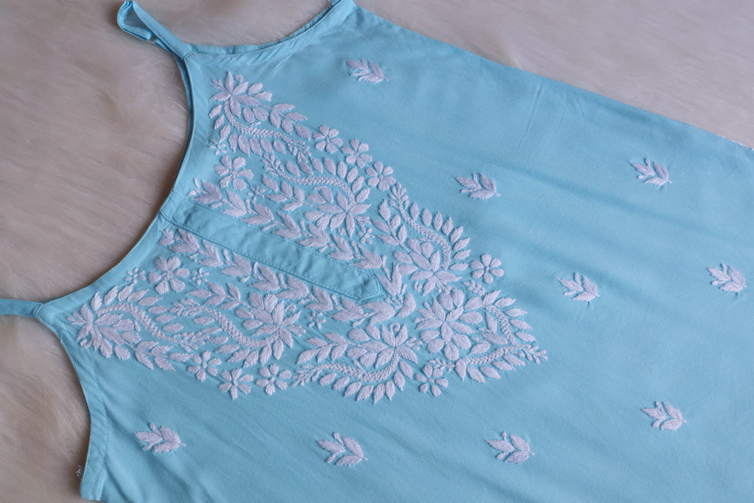 Mirha Sky Blue Short Sleeveless Kurta