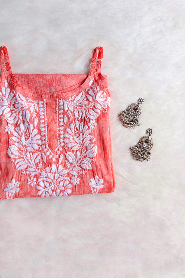 Mirha Mulmul Peach Strappy kurta