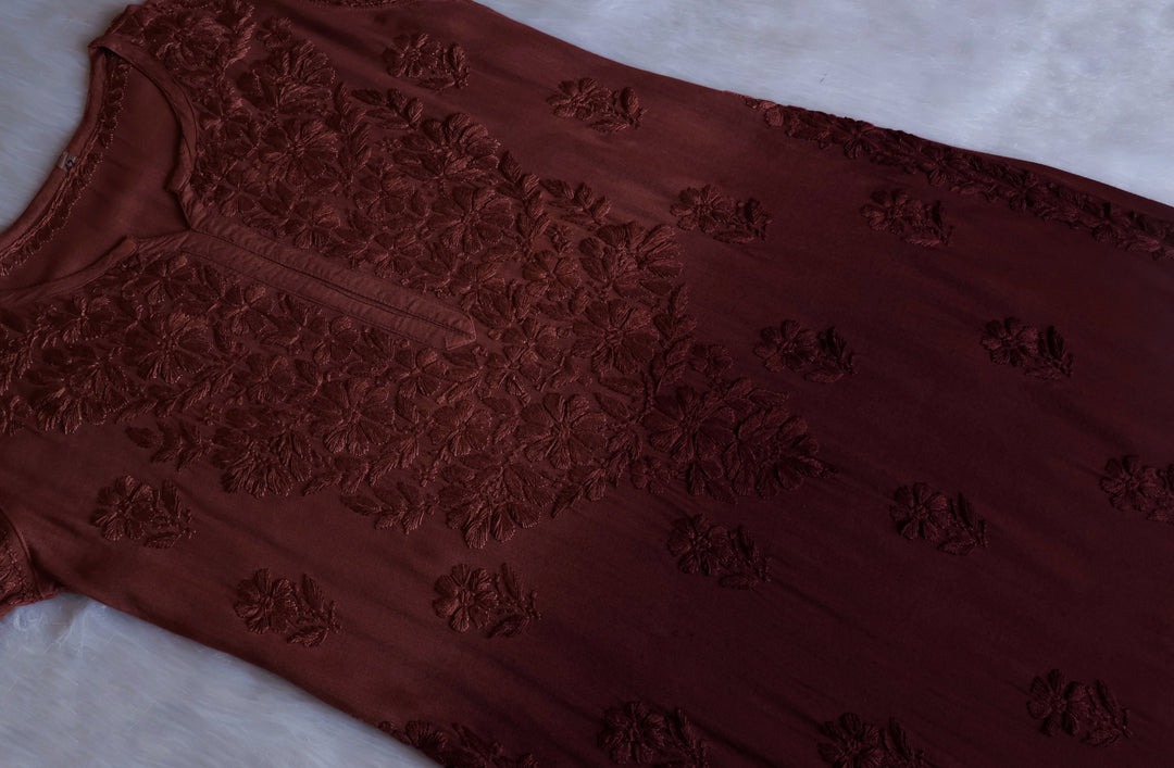 Sanam Chocolate Brown Ombre Long Rayon Kurta