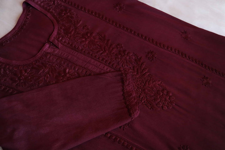 Zainab Chocolate Brown Ombre Long Rayon Kurta
