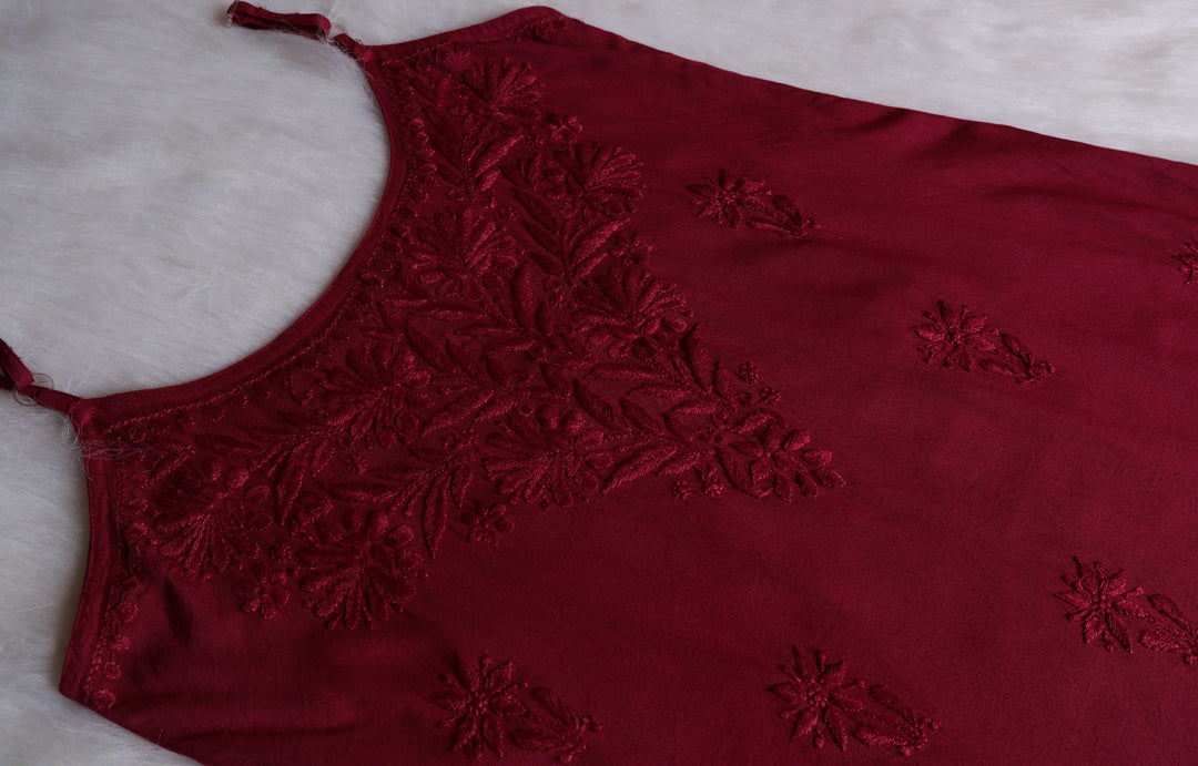 Aira Maroon Short Sleeveless Kurta