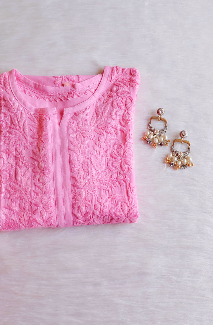 Sanam Baby Pink Ombre Long Rayon Kurta