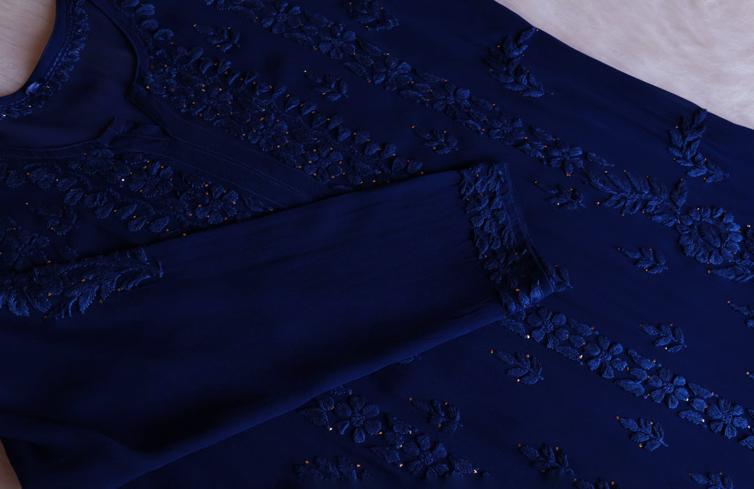 Zamda Royal Blue Viscose Georgette Kurta