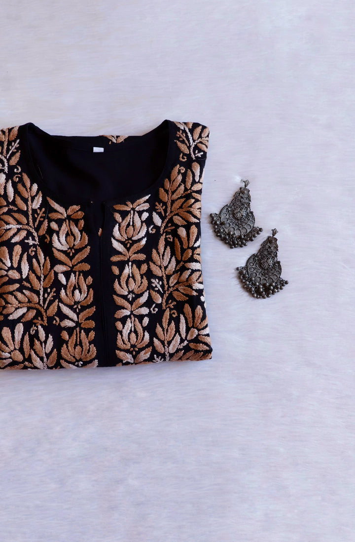 Sanam Black & Beige Ombre Long Rayon Kurta