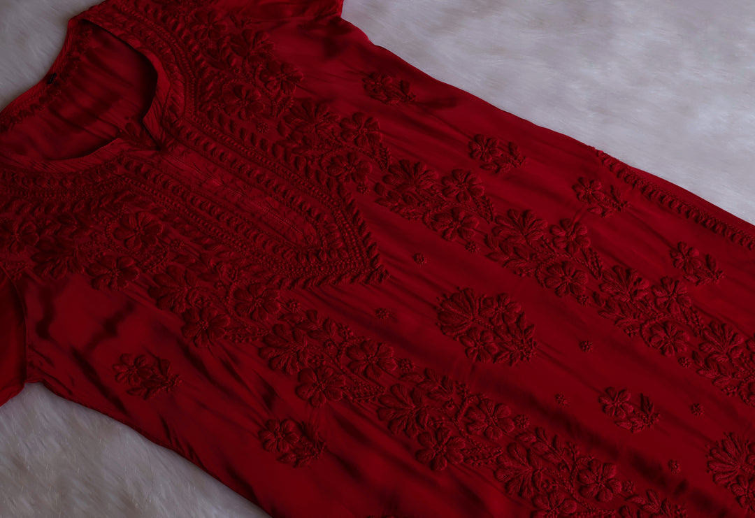 Haya Maroon Pure Crepe Kurta