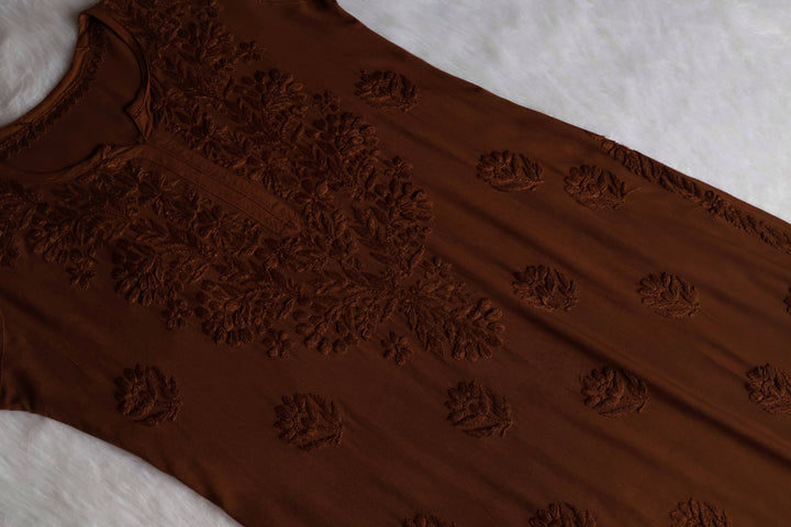Alvira Chocolate Brown Ombre Long Rayon Kurta