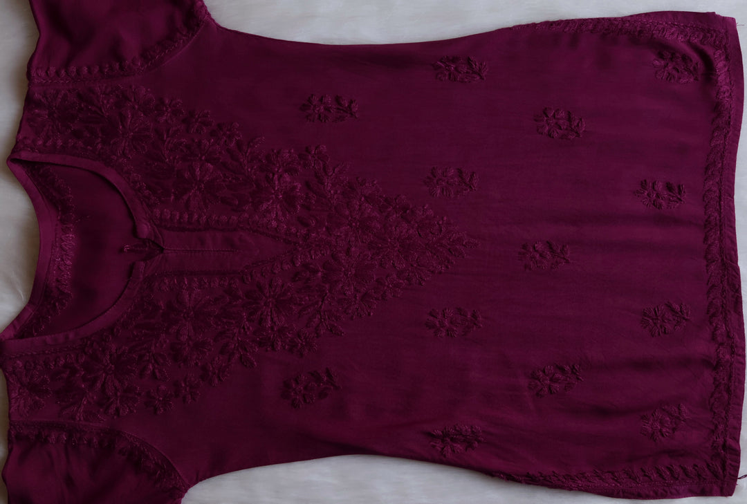 Aliyah Deep Plum Short Rayon Kurta